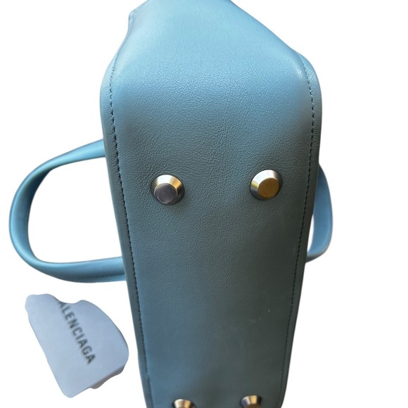 Balenciaga Triangle Duffle S Leather Handbag Blue - Picture 4 of 14